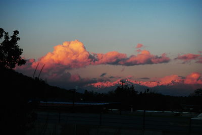 Scenic view of landscape against sky at sunset