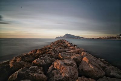 Scenic view of sea against sky during sunset