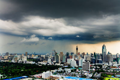 Modern buildings in city against sky