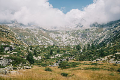 Scenic view of mountains against sky