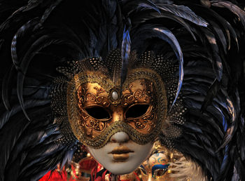 Close-up of feather mask