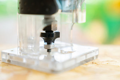 Close-up of chess on table