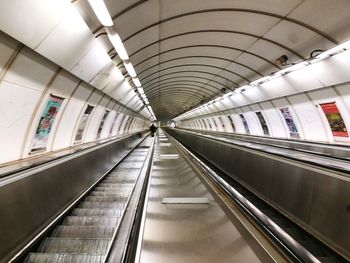 Interior of illuminated subway station