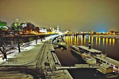 City lit up at night