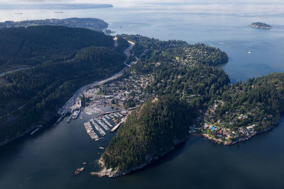 High angle view of sea and rocks