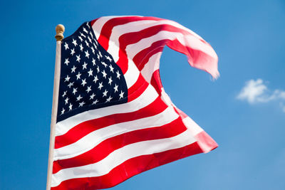 Low angle view of american flag