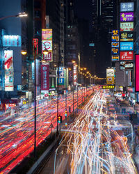 High angle view of illuminated city at night