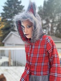 Portrait of teenage girl in winter