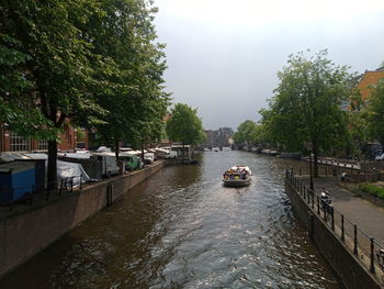 Canal boat on a sunny summer day in amsterdam