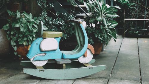 View of empty potted plants in yard