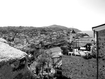 High angle view of townscape against sky