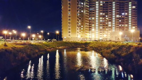 Illuminated city at night