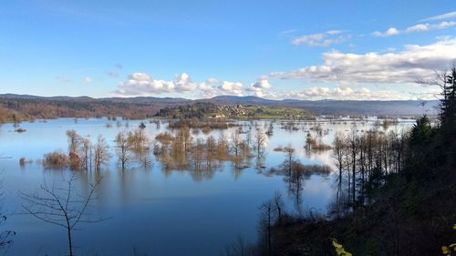 Scenic view of lake against sky