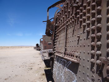 Train on land against sky