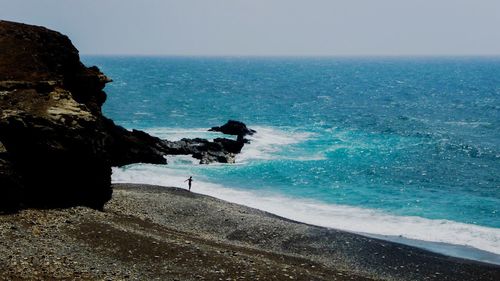 Scenic view of sea against clear sky