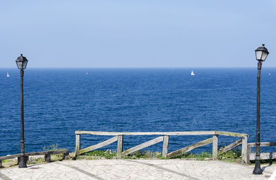 Scenic view of sea against clear sky