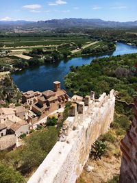 High angle view of lake against sky