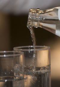 Water glass with drinking water in it for staying hydrated