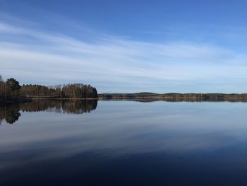 Reflection of trees in calm lake