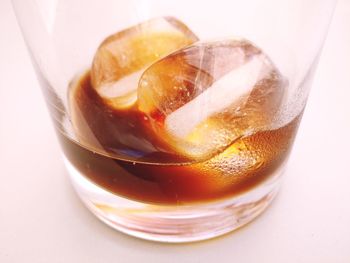 High angle view of drink in glass