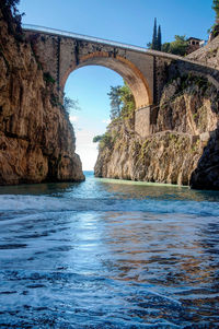 Bridge over river against sky