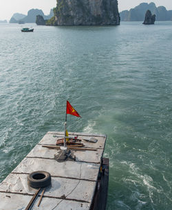 Halong bay in the gulf of tonkin with its large rock chain in hanoi, vietnam