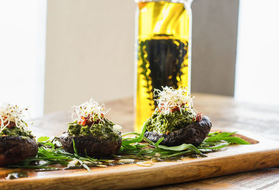 Close-up of food on cutting board