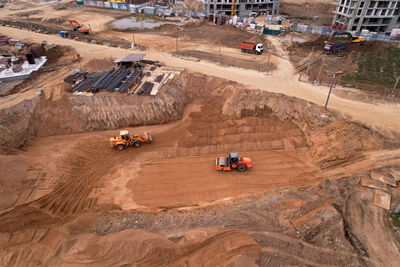 High angle view of cars on road