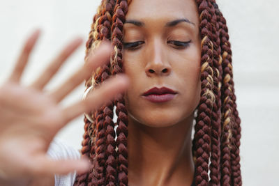 Close-up portrait of young woman