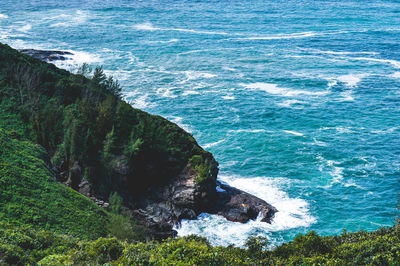 High angle view of sea shore