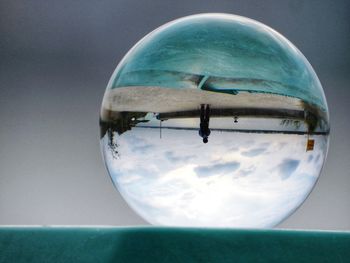 Close-up of water against blue sky