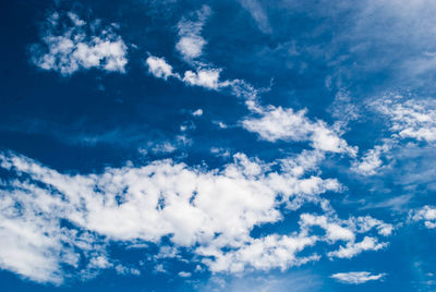 Low angle view of clouds in blue sky