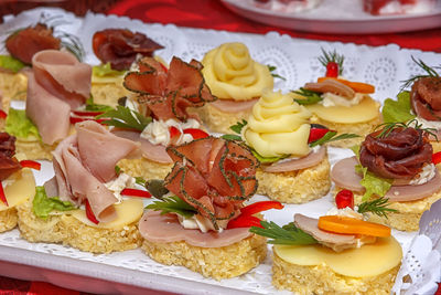 High angle view of food on table