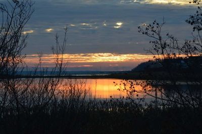 Scenic view of sunset over lake