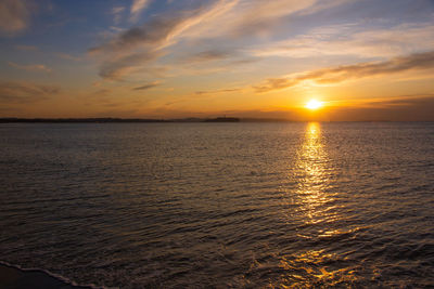 Scenic view of sea against sky during sunset