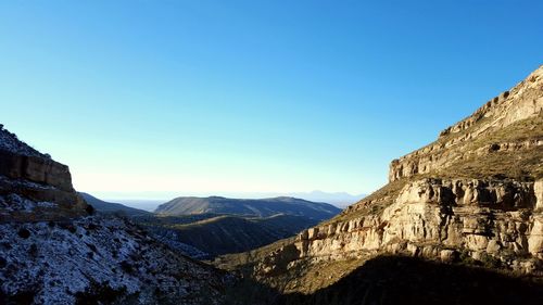 Scenic view of mountains against clear sky