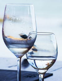 Close-up of beer in glass on table