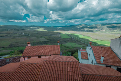 High angle view of townscape against sky