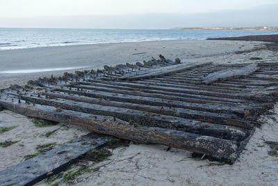 High angle view of beach against sky