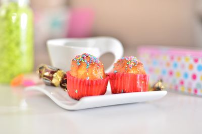 Close-up of cake on table