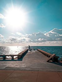 Scenic view of sea against sky on sunny day