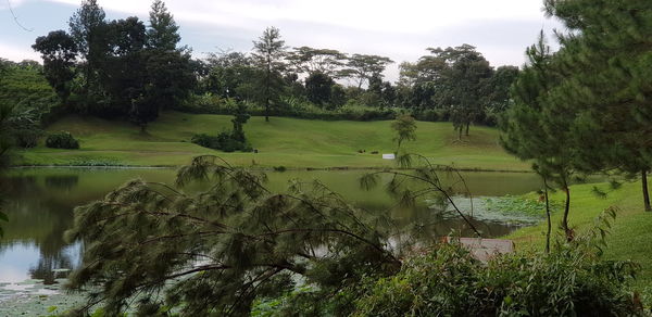 Scenic view of lake against sky