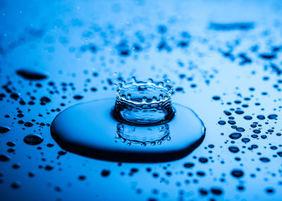 Close-up of water drop on glass