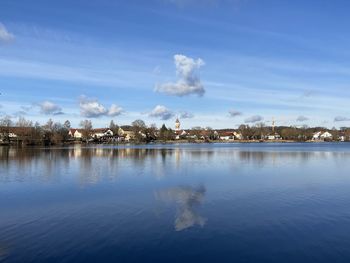 Scenic view of lake against sky