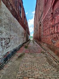 Surface level of footpath amidst buildings