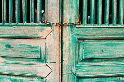 Close-up of closed wooden door