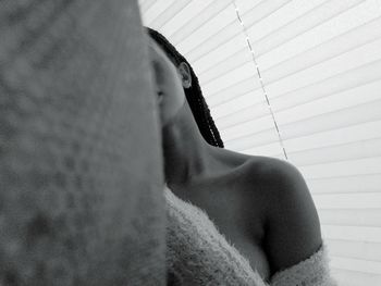 Low section of woman in bathroom