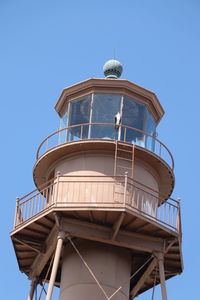 Low angle view of lighthouse against clear sky