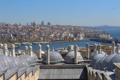 Panoramic view of sea against clear sky