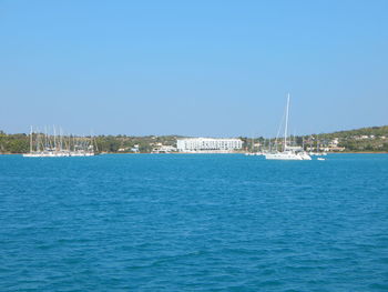 Scenic view of sea against clear sky